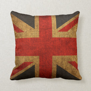 Rustic Antique Union Jack Pattern Throw Pillow