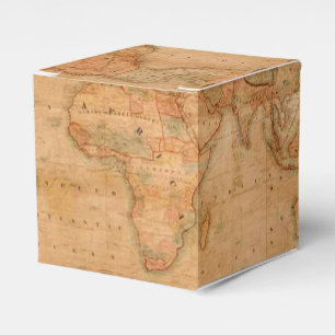 Rustic Antique Vintage Old World Map III Favor Box
