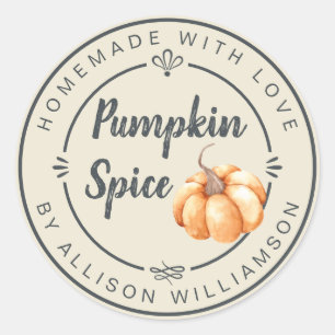 Rustic Antique White Pumpkin Spice Homemade Classic Round Sticker