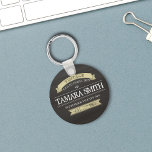 Rustic Antiqued Vintage Birthday Keychain<br><div class="desc">Vintage Birthday Sign with old-looking banner and wood grain look. An old-fashioned simple design for any age's birthday,  especially over the hill. Minimalistic representation of a vintage sign depicting birth date,  and birth year. With swirling elements that have been made to look antiqued.</div>