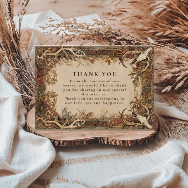 Rustic Antler Autumn Wedding Thank You Card (Creator Uploaded)