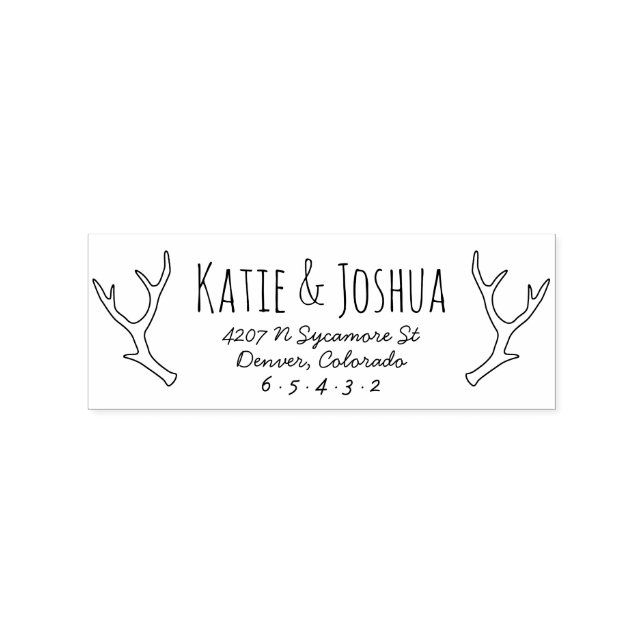 Rustic Antler Custom Return Address Stamp (Imprint)