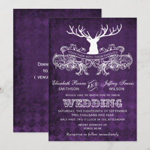 Rustic Antler, Deer Winter Woodland invitation de 