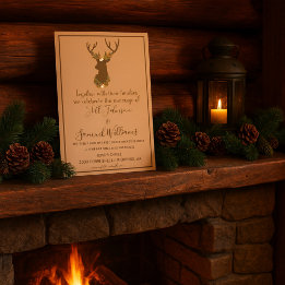 Rustic Antler Floral Wedding Boho Country Invitation