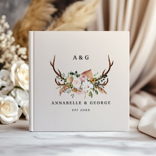 Rustic Antler Floral Wedding Boho Woodland Guest Book