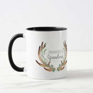 Rustic Antler & Greenery Promoted to Grandma Mug