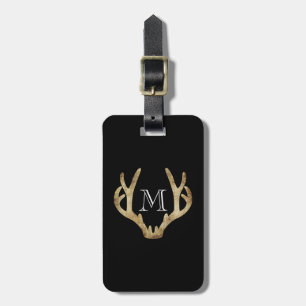 Rustic Antler Luggage Tag w/ leather strap