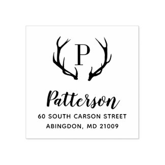 Rustic Antler Monogram Address Stamp