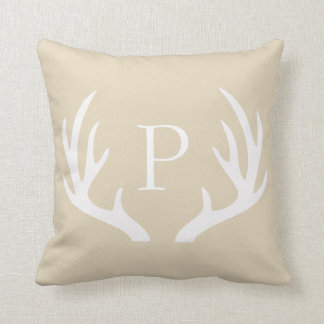 Rustic Antler Personalized Throw Pillow