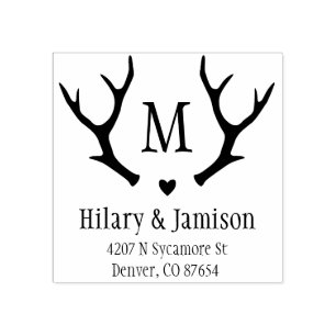Rustic Antler Wedding Address Stamp