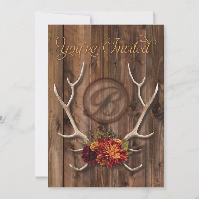 rustic antler wedding Invitation (Front)