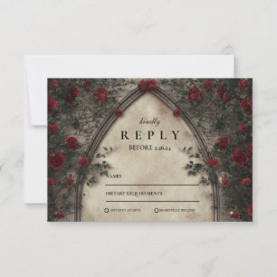 Rustic Antler Woodland Floral Wedding RSVP Card