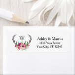Rustic Antlers Boho Floral Allure<br><div class="desc">With enchanting rustic boho style,  this return address label features deer horns beautifully embellished with watercolor florals in rich purple,  magenta and pink hues. Include your monogram and return address info by replacing the sample text shown.</div>