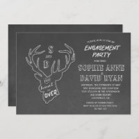 Rustic Antlers Chalk Engagement Party Invitation