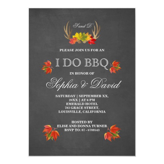 Rustic Antlers Fall Boho I DO BBQ Invitation