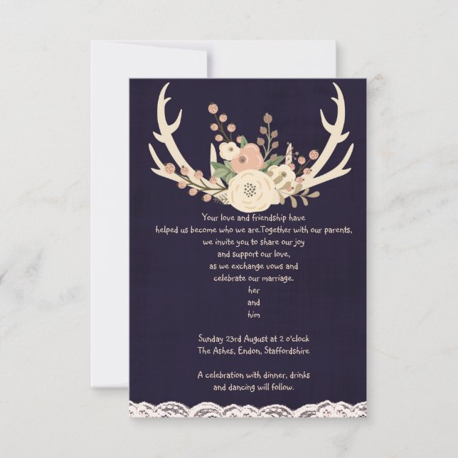 Rustic antlers invite (Front)
