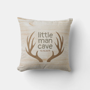 Rustic Antlers Little Man Cave Nursery Throw Pillow