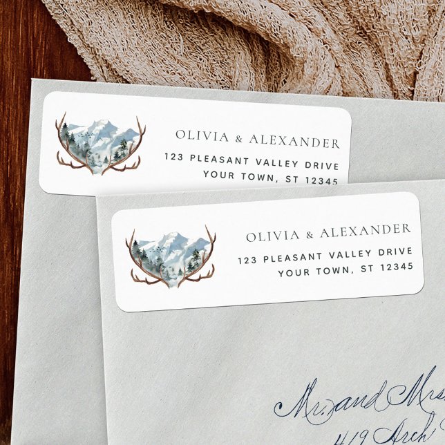 Rustic Antlers Mountain Wedding Return Address (Creator Uploaded)