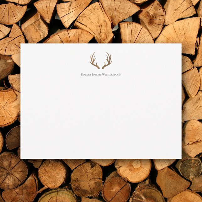 Rustic Antlers Personalized Note Card (Creator Uploaded)
