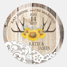 Rustic Antlers Sunflowers Country Wedding