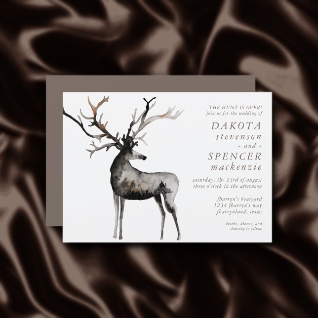 Rustic Antlers | The Hunt is Over Country Wedding Invitation (Creator Uploaded)