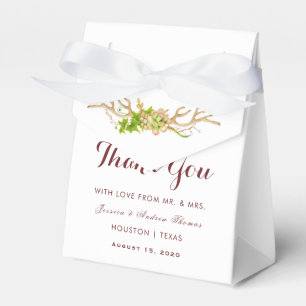 Rustic Antlers & Wildflowers Wedding Favor Box