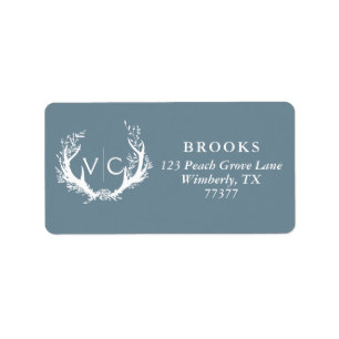 Rustic Antlers with Floral Wreath   Return Address Label