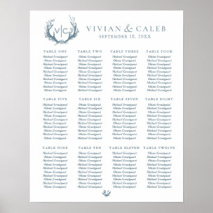 Rustic Antlers with Floral Wreath Seating Chart