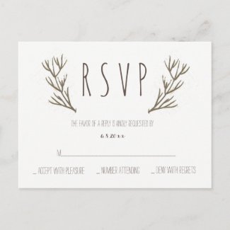 Rustic antlers wreath wedding rsvp postcards