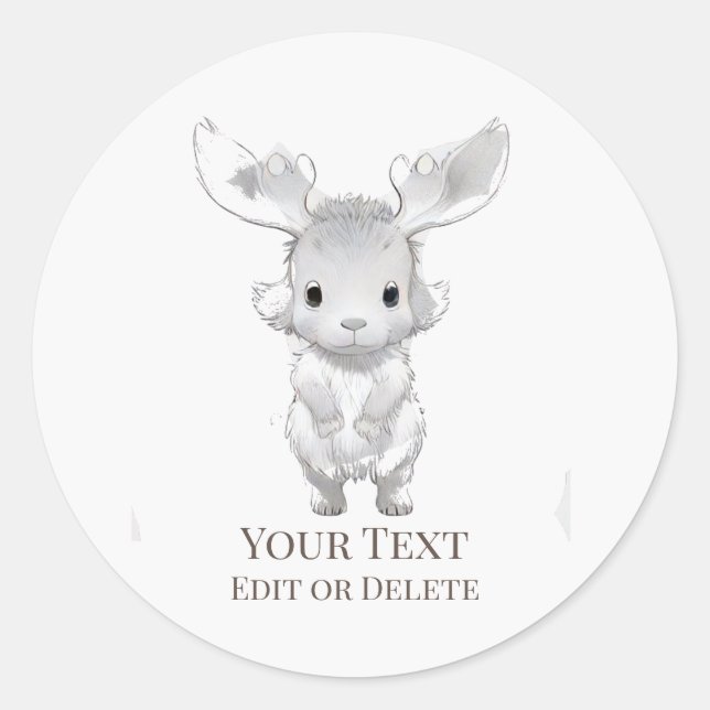 *~* Rustic  AP49 Cute  Cartoon Baby MooseSticker Classic Round Sticker (Front)