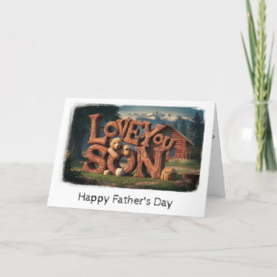 *~* Rustic AP86 Photo Fils 3D - Carte Fête des pèr