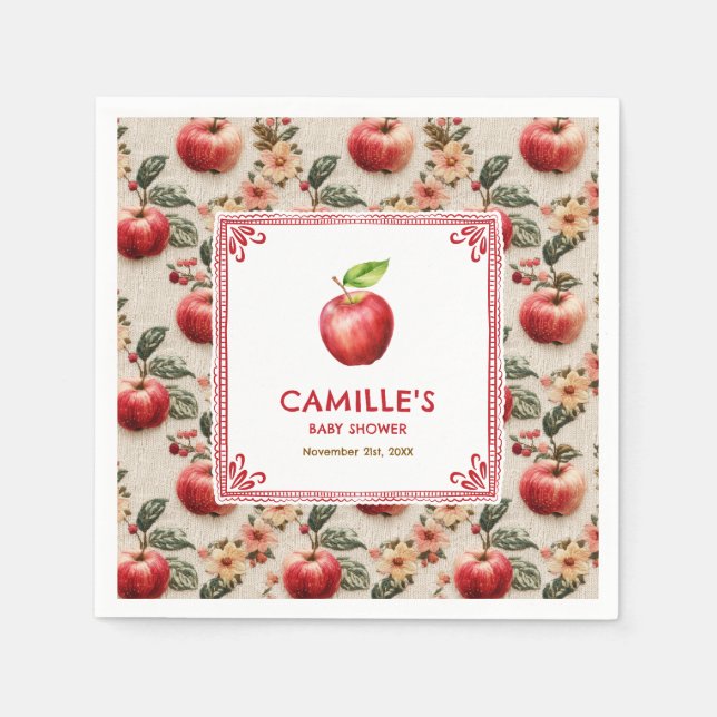 Rustic Apple Baby Shower Paper Napkins (Front)