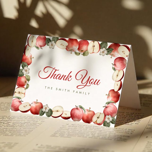 Rustic Apple Baby Shower Thank You Cards (Personalized Apple Thank You Card)