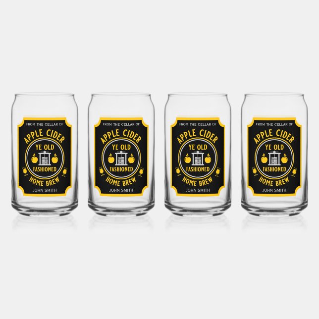 Rustic Apple Cider Personalized  Can Glass (Front)