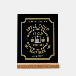 Rustic Apple Cider Personalized Drinks Acrylic Sign