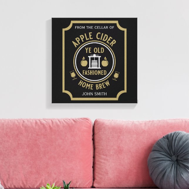 Rustic Apple Cider Personalized Drinks Canvas Print (Insitu(LivingRoom))