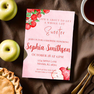 Rustic Apple Shower Invitation – Red Watercolor