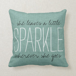 Rustic Aqua Sparkle Throw Pillow