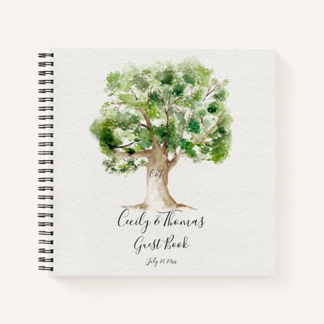 Rustic Arboretum Oak Tree Monogram Guest Book (Front)