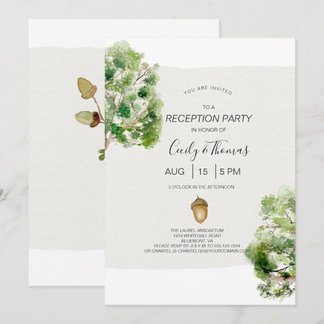 Rustic Arboretum Oak Tree Reception Only Wedding | Invitation (Front/Back)