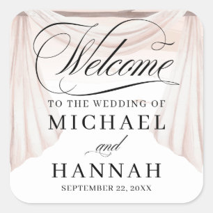 Rustic Arch Vintage Rose Wedding Welcome Square Sticker