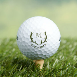 Rustic Army Green Antler Custom Groomsmen Gift Golf Balls