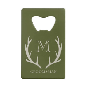 Rustic Army Green Antler Personnalisé Groomsmen Ca