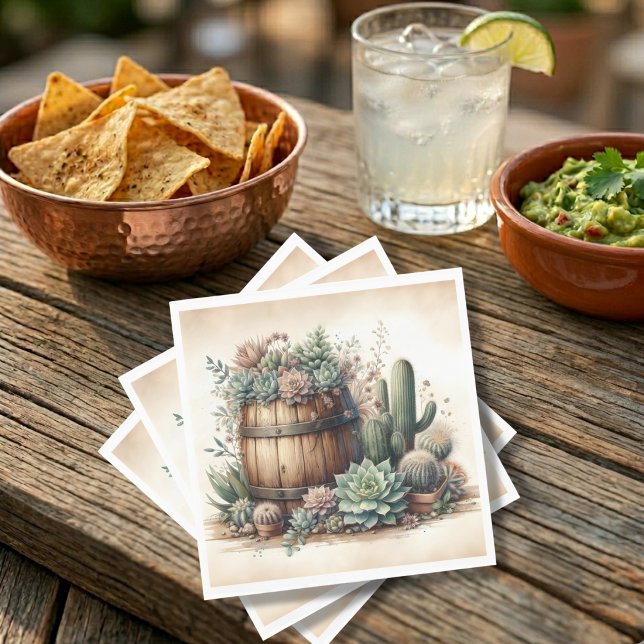 Rustic Arrangement Of Succulents & Cacti  Napkin (Creator Uploaded)