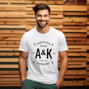 Rustic Arrow Family Monogram Farmhouse T-Shirt