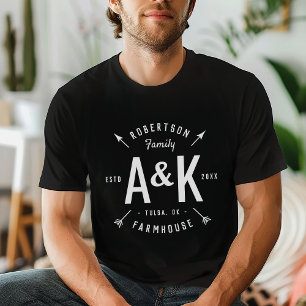 Rustic Arrow Family Monogram Farmhouse T-Shirt