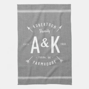 Rustic Arrow Family Monogram Kitchen Towel