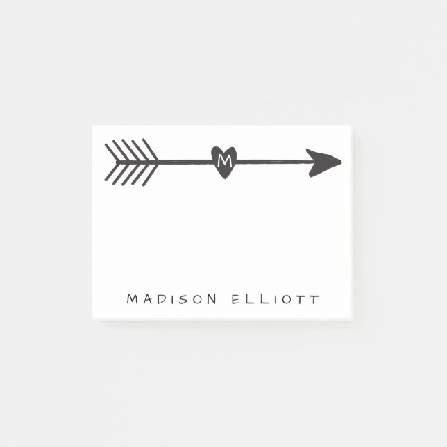 Rustic Arrow Personalized Sticky Desk Note (Front)