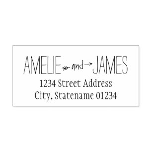 Rustic Arrow Wedding Couple Return Address Rubber Stamp