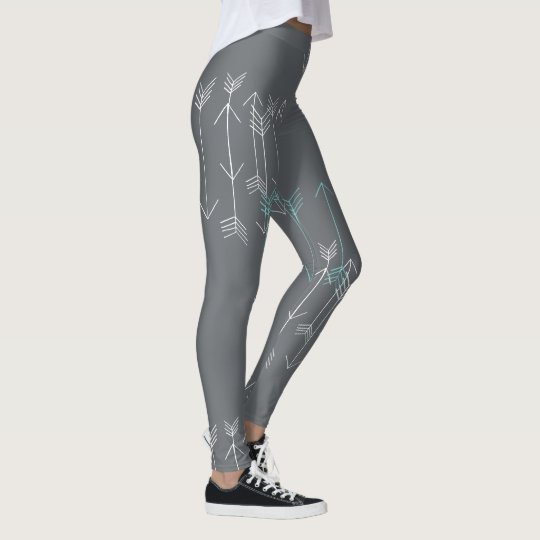 Rustic Arrows Grey Aqua White Leggings